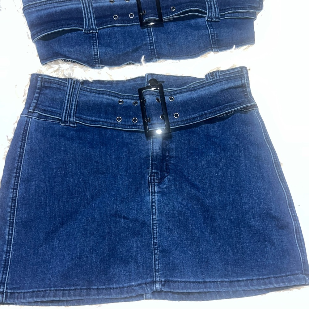 Denim Mini Skirt set with Belt